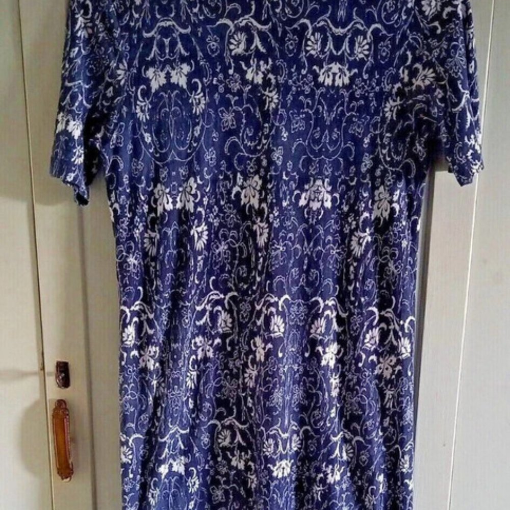 Jigsaw London Short Sleeve Casual Jersey Dress Medium Slate Blue Lined